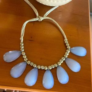 Silver and blue statement necklace